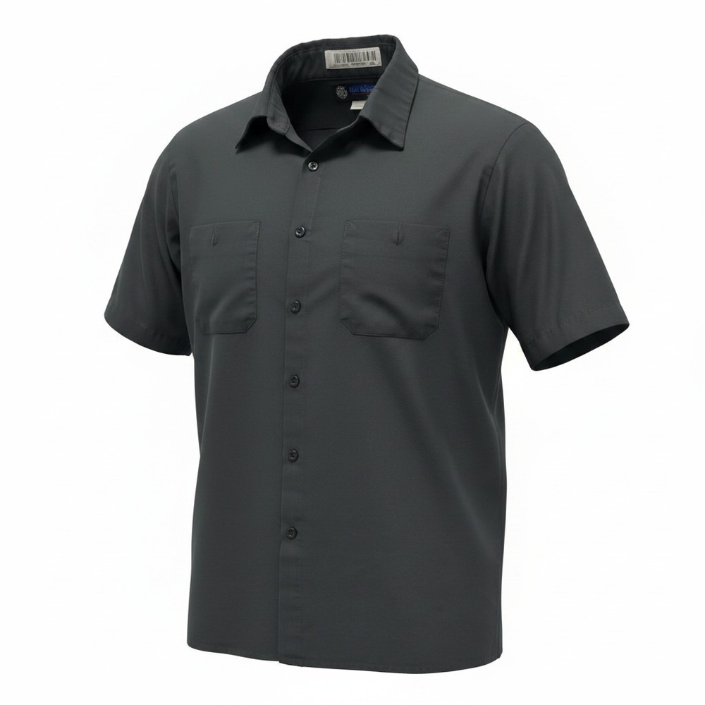 Work Shirt UniWeave XL Mens Black Excellent Short Sleeve Button Up Pocket
